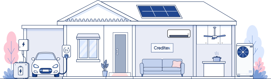 Illustration of a home with energy saving upgrades